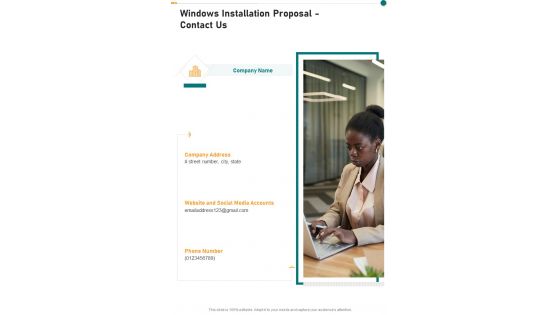 Windows Installation Proposal Contact Us One Pager Sample Example Document
