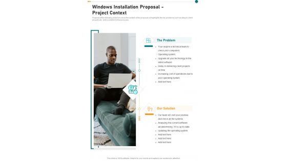 Windows Installation Proposal Project Context One Pager Sample Example Document