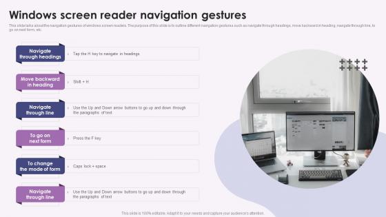 Windows Screen Reader Navigation Gestures Ppt Powerpoint Presentation File Samples