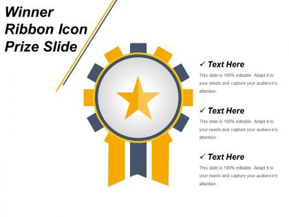 Winner ribbon icon prize slide ppt design