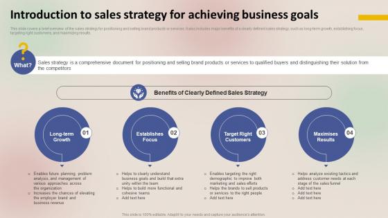 Winning Sales Techniques Introduction To Sales Strategy For Achieving Business Goals MKT SS V