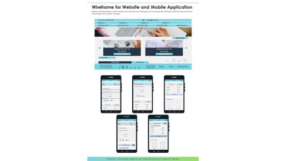 Wireframe For Website And Mobile Application One Pager Sample Example Document