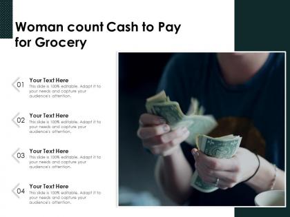 Woman count cash to pay for grocery