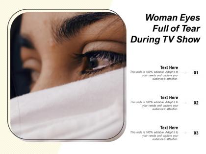 Woman eyes full of tear during tv show