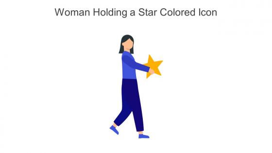 Woman Holding A Star Colored Icon In Powerpoint Pptx Png And Editable Eps Format