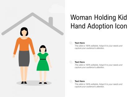 Woman holding kid hand adoption icon