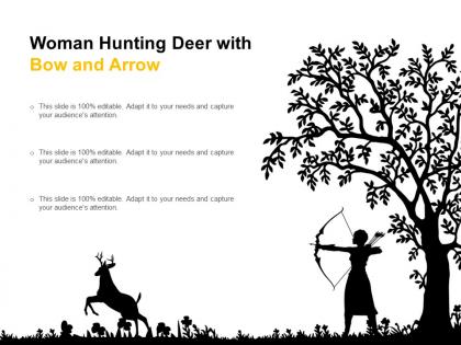 Woman hunting deer with bow and arrow
