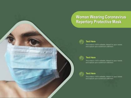 Woman wearing coronavirus repertory protective mask ppt powerpoint presentation slides layout ideas