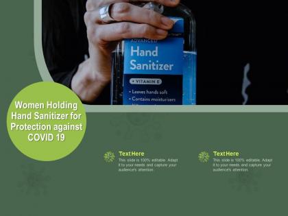 Women holding hand sanitizer for protection against covid 19 ppt powerpoint presentation slide