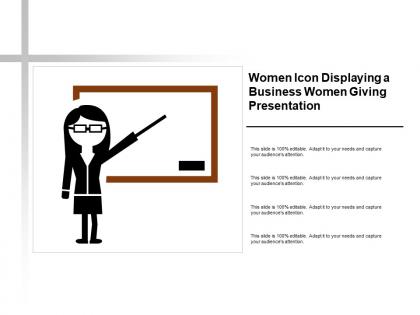 Women icon displaying a business women giving presentation