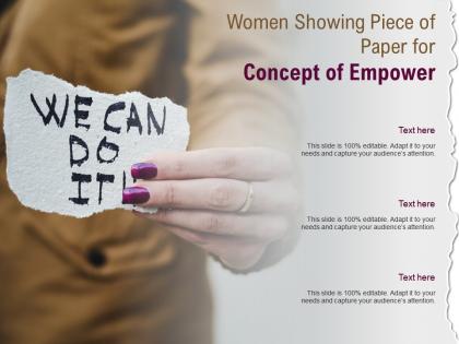 Women showing piece of paper for concept of empower