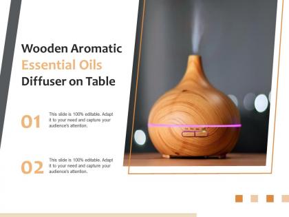 Wooden aromatic essential oils diffuser on table