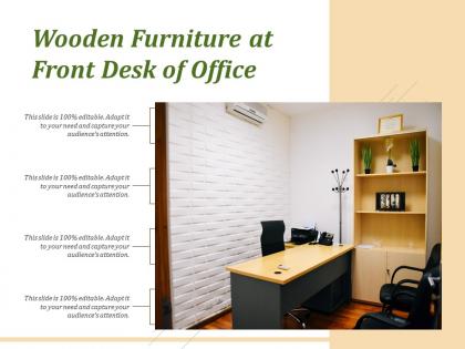 Wooden furniture at front desk of office