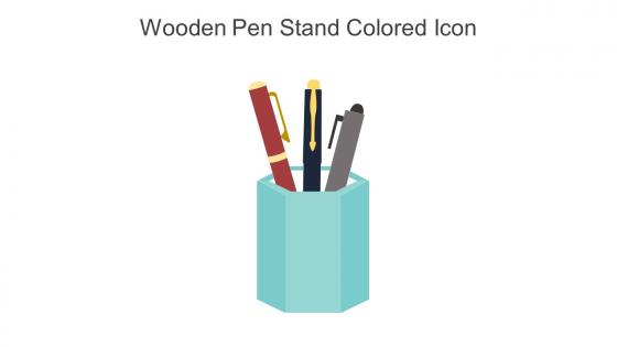 Wooden Pen Stand Colored Icon in powerpoint pptx png and editable eps format