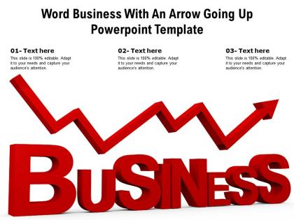Word business with an arrow going up powerpoint template