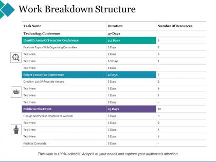 Work breakdown structure ppt summary infographic template