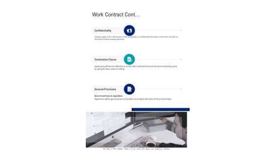 Work Contract Cont One Pager Sample Example Document