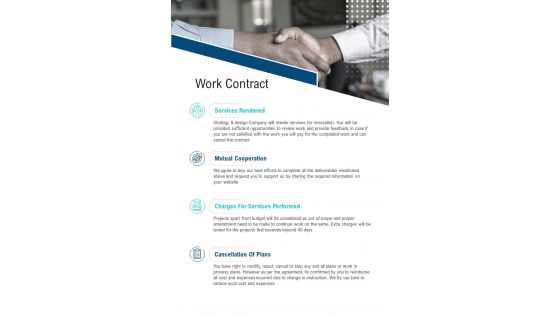 Work Contract Contractor Services Proposal One Pager Sample Example Document
