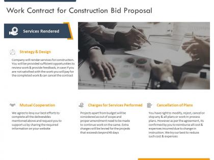 Work contract for construction bid proposal ppt powerpoint presentation pictures brochure