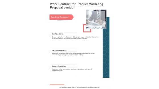 Work Contract For Product Marketing Proposal Contd One Pager Sample Example Document