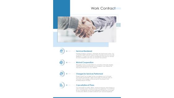 Work Contract Real Estate Proposal One Pager Sample Example Document