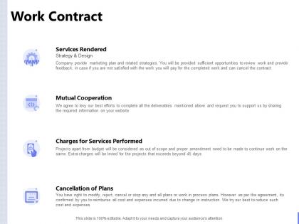 Work contract services rendered ppt powerpoint presentation pictures master slide