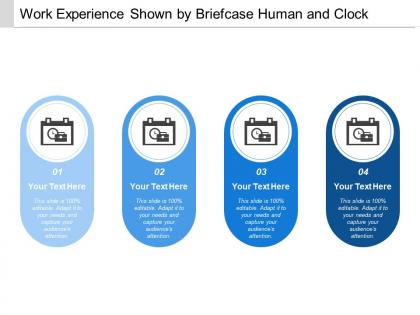 Work experience shown by briefcase human and clock