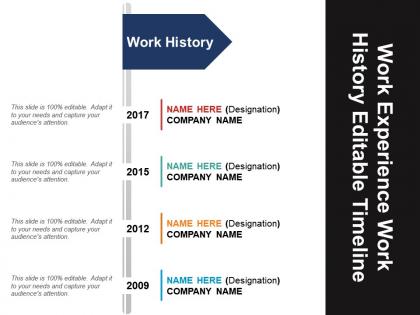 Work experience work history editable timeline powerpoint layout