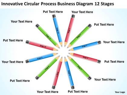 Work flow business process diagram circular 12 stages powerpoint templates