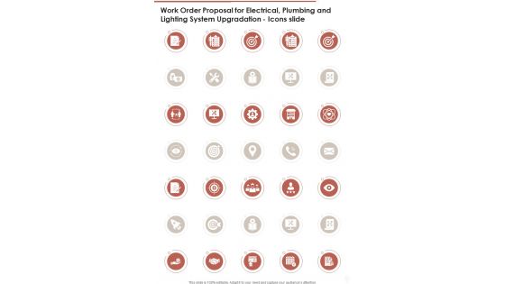 Work Order Proposal For Electrical Plumbing Icons Slide One Pager Sample Example Document
