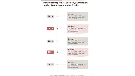 Work Order Proposal For Electrical Plumbing Timeline One Pager Sample Example Document