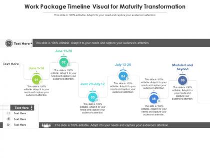 Work package timeline visual for maturity transformation infographic template