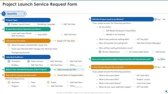 Work plan bundle project launch service request form ppt slides image