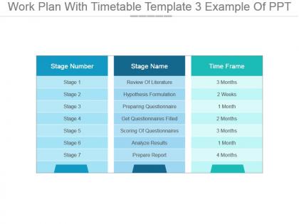 Work plan with timetable template 3 example of ppt
