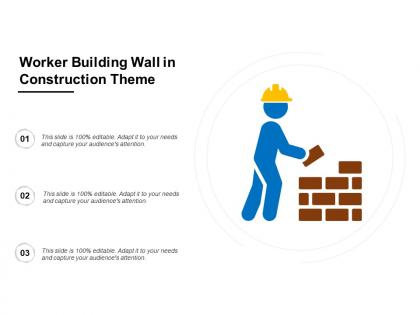 Worker building wall in construction theme