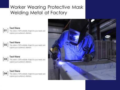 Worker wearing protective mask welding metal at factory