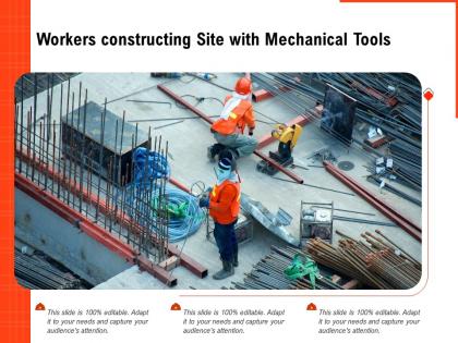 Workers constructing site with mechanical tools