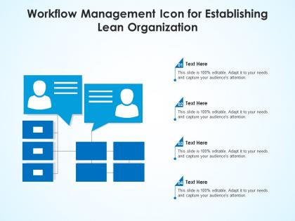 Workflow management icon for establishing lean organization
