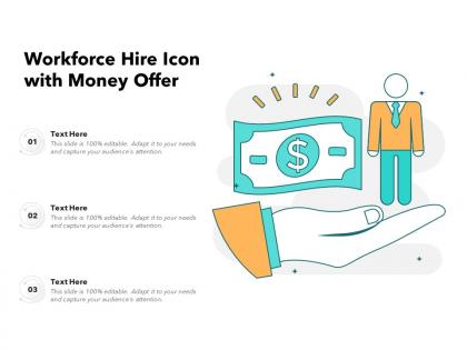 Workforce hire icon with money offer