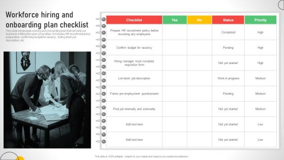 Workforce Hiring And Onboarding Plan Checklist Efficient Talent Acquisition And Management