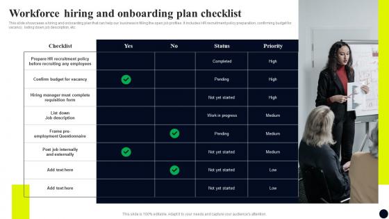 Workforce Hiring And Onboarding Plan Checklist Streamlined Workforce Management