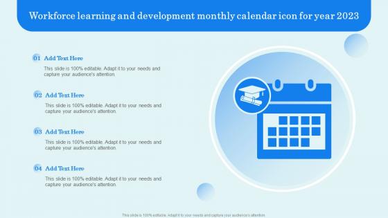 Workforce Learning And Development Monthly Calendar Icon For Year 2023