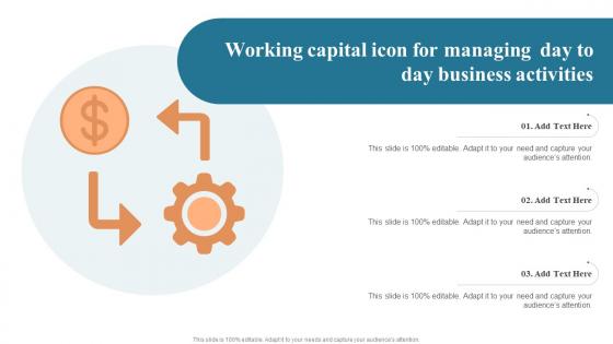 Working Capital Icon For Managing Day To Day Business Activities