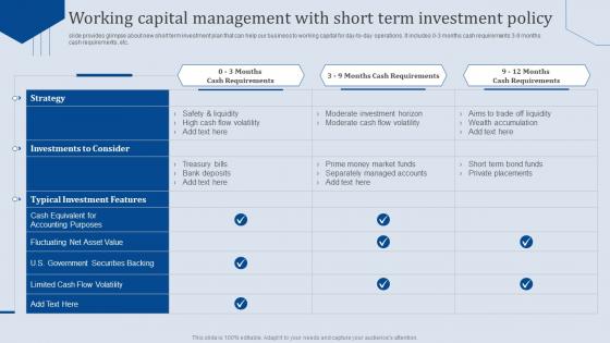 Working Capital Management With Short Term Analyzing Business Financial Strategy