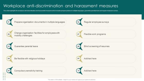 Workplace Anti Discrimination And Harassment Measures Company Policies And Procedures Manual