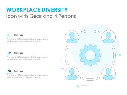 Workplace diversity icon with gear and 4 persons