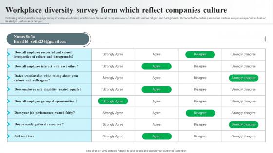 Workplace Diversity Survey Form Which Reflect Companies Culture Survey SS