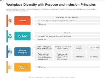 Workplace diversity with purpose and inclusion principles
