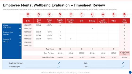 Workplace Wellness Playbook Employee Mental Wellbeing Evaluation Timesheet Review