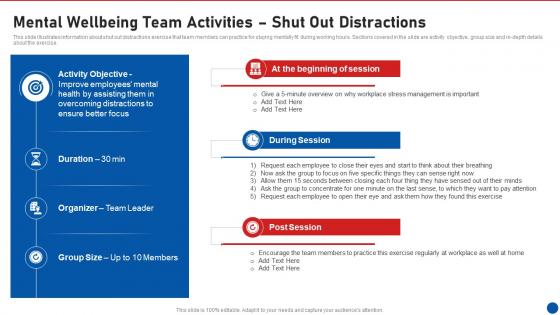 Workplace Wellness Playbook Mental Wellbeing Team Activities Shut Out Distractions